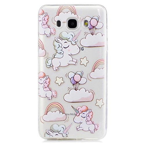 Funda Carcasa Transparente para Samsung Galaxy J7 2016 J710 Caso TPU gel de silicona goma suave Cubierta parachoques Funda protectora de Silicona caso delgado Funda Carcasa Bumper - mito unicornio