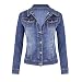 Produktbild Fanxing Damen Kurze Jeansjacke Lässige Mantel Langarm Pocket Button Denim Jacket Coat (Blau, S)