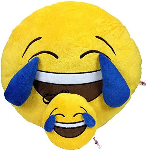Emoji Pillow 3D Laughing FREE Keyring Chain Smiley Fake Poop Throw Emoticon Cushion Cute Shaped Plush Love Yellow Stuffed Round Large Gift Set Bundle Brown Funny Toy Love Merchandise Fluffy Poop Novelty Accessories Everything For Kids Prime (3D Laughter)