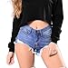 Produktbild EARS - Frauen Sommer Jeans Mode Jeans Shorts Worn Hole Weibliche Hosen Super Kurze Hosen (XL, Blau)