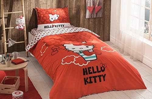 Newy Home Hello Bow, Kids Duvet Cover Set, 100% Cotton, Single Size, Fitted Sheet, 3 Pieces