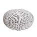 Produktbild Design Strick Pouf LEEDS XXL weiß 80cm Hocker Baumwolle in Handarbeit Strick Garn Sitzgelegenheit Fußhocker Sitzpouf gepolstert Sitzkissen