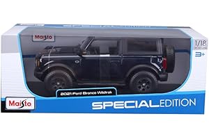 MAISTO LAMBORGIHINI 2021 Ford Bronco Wildtrak Dark Blue Metallic with Dark Gray Top Special Edition 1/18 Diecast Model Car by Maisto 31456
