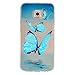 Produktbild Taschen Schale für Sumsung Galaxy S6 edge Hülle KSHOP Weiche TPU Silikon Crystal Case Schutzhülle schlank Durchsichtig Anti Finger kratzfeste - Blue Butterfly