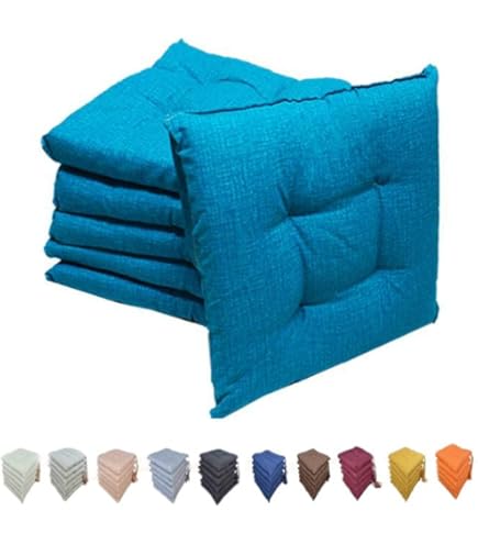 Cuscini Giardino Interni Set Cuscini Quadrati 40x40 Cm - Imbottitura Spessa 8 Cm - Per Sedie E Pavimento - Interno/Esterno Set Cuscini Quadrati Cotone