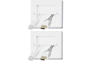 Auline White Brush Single 1 Gang Wall Outlet Cable Entry Plate Tidy Mount Face Plate Wall Plate (2)