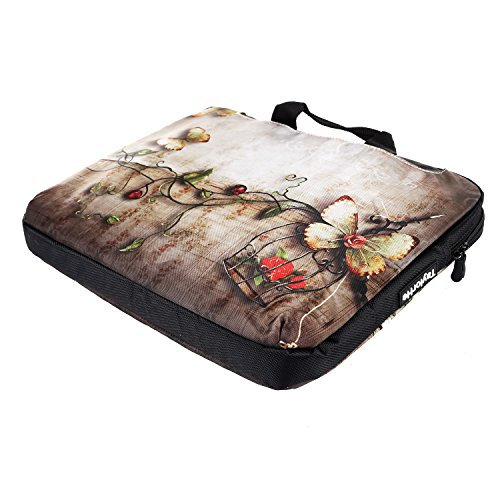 TaylorHe 15 / 15,6 Zoll Notebooktasche, Schultertasche für Notebook mit Muster , Laptoptasche mit Griff und Seitentaschen Laptop Bag Schmetterlinge, Blumen, Vintage - 4