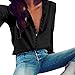Produktbild Damen Casual Einfarbig Lange Ärmel Bluse Revers-Hemd Cloom Tops T-Shirt Jumper Pullover Oberteile Sweatshirt Hemd Tunika Karohemd Tüllkleid Shirtkleid Stehkragenhemden Hemdbluse (S, Sexy Schwarz)
