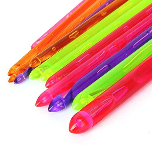 PIXNOR 12 bunte afghanischen tunesischen Kunststoff Teppich-Haken-Stricknadeln (3.5 mm bis 12,0 mm) - 3