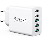 USB C Charger 50W, Multiple Ports Charger with 【2 USBC and 3 USBA】 Wall Charger, USB Power Adapter, Fast Charge PD 3.0 Power