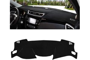 WOLWES Auto Armaturenbrett Abdeckung Für Nissan Qashqai J11 2015-2019, rutschfest Armaturenbrett-Abdeckung Armaturenbrett-Abdeckung Sonnenschutz Teppich,A/Black-LHD
