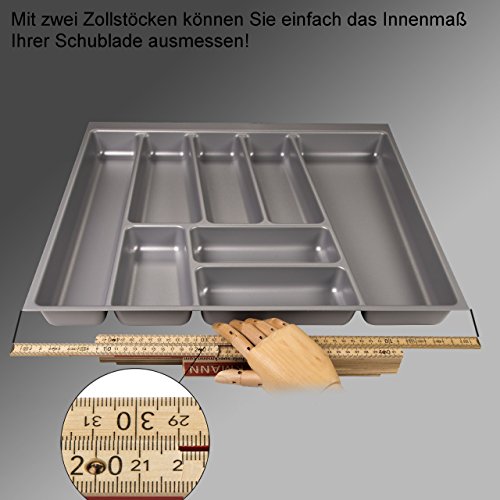SO-TECH® Besteckeinsatz ORGA-BOX II Maxi für Nobilia 60er Schublade (462 x 509 mm) silbergrau - 4