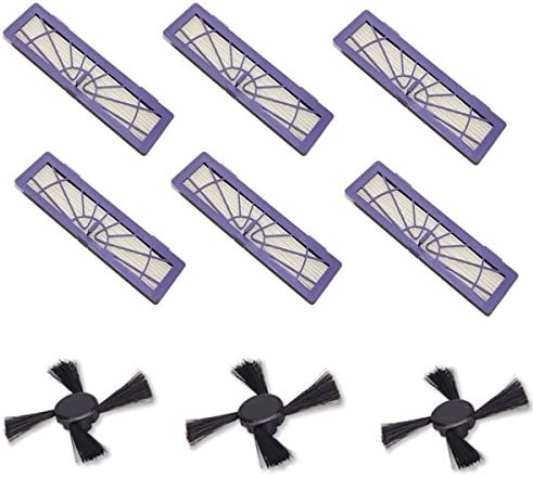 Vzer 6Pcs High-performance Filter Replacement + 3Pcs Side Brushes for All Neato Botvac Series 70e 75 80 85 Models