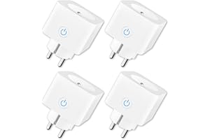 Prise Connectée Alexa WiFi (FR) 16A Suivi de Consommation Électrique Type E ANTELA Prise Intelligente compatible avec Google Home, Smart Life APP, Minuterie, 4PCs