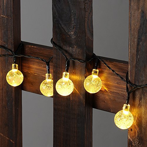 Xintop LED Lichterkette Solar Lange 6 Meter 30 LED Crystal Ball Solar String Lights Fairy Lights (Warm White… - 3