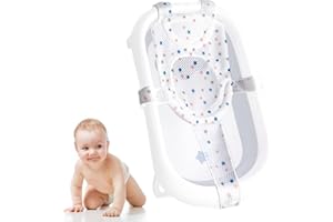OUDQFCJ Cojín de baño para bebé, Ajustable Red de Soporte para Bañera, Cojin Bañera Bebe, Reductor y Adaptador Antideslizante, Colchoneta y Hamaca Baño Bebé para 0-36 meses