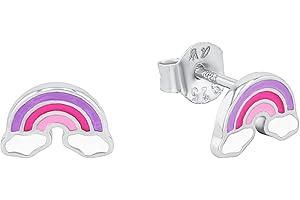 Prinzessin Lillifee Ohrstecker aus 925 Sterling Silber für Mädchen, Kinderohrringe, teilw. mit Schmuckstein, Silber 925 rhodiniert/vergoldet, Geschenk für Mädchen, Kommt in Schmuckbox