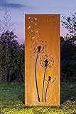  Gartenwand Sichtschutz Pusteblume3 rost Stahl 75x195 cm