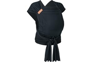 Hoppediz Hop-Tye Advanced - 4-in-1 Babytrage für Neugeborene ab Geburt - Halfbuckle Tragehilfe mit Tuchträgern - mitwachsend bis 20 kg - Design all black