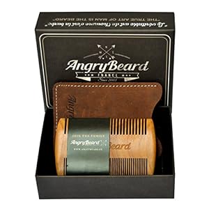 Mens Beard Comb with leather Case - Two sided beard comb & Mustaches comb - Sandal Wood Pocket Comb & Case, Dual Action… - Image 4