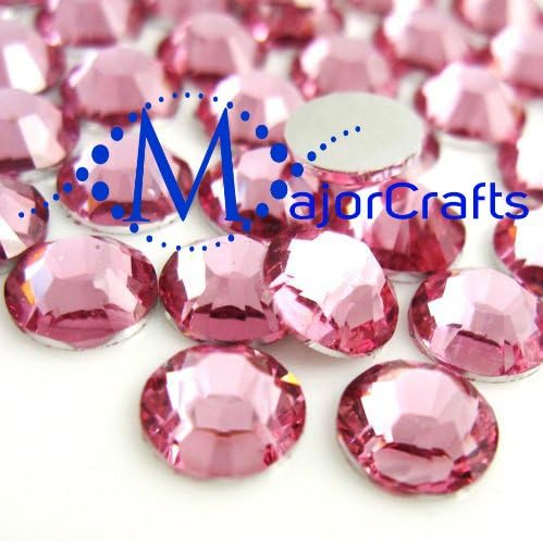 MajorCrafts 500pcs Baby Pink 3mm ss12 Flat Back Round Resin Rhinestones