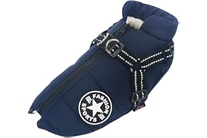 Ectkuee Hundejacke Winterweste Mit Geschirr - Wasserdichter Hundemantel für Kleine Hunde, Maschinenwaschbar, Reflektierender Streifen, Haltbarer D-Ring (Blue-XL)