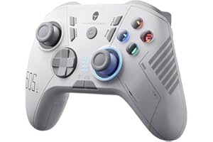 Thunderobot G50S 1000HZ Wireless Controller PC per Windows/Switch/Android,Joystick PC con Joystick e ganci ad effetto Hall, TURBO, USB/BT/2.4G, Giroscopio, 6 Pulsanti Programmabili, Bianco