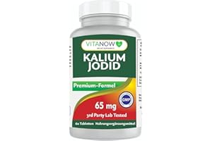 ‎VITANOW Kaliumjodid 65mg Nahrungsergänzungsmittel, jod tabletten Kaliumjodid 60 Tabletten Sehr stark Doseriung
