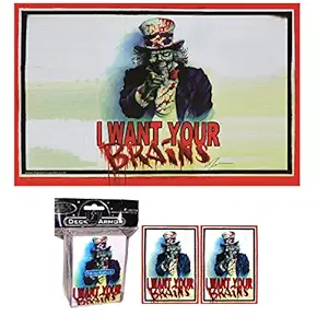 I Want Your BRAINS! ZOMBIE Playmat + DECK BOX + 100 Matching GLOSS Finish Sleeves (fits Magic / MTG Cards) by MAX PRO by MAX PRO Supplies