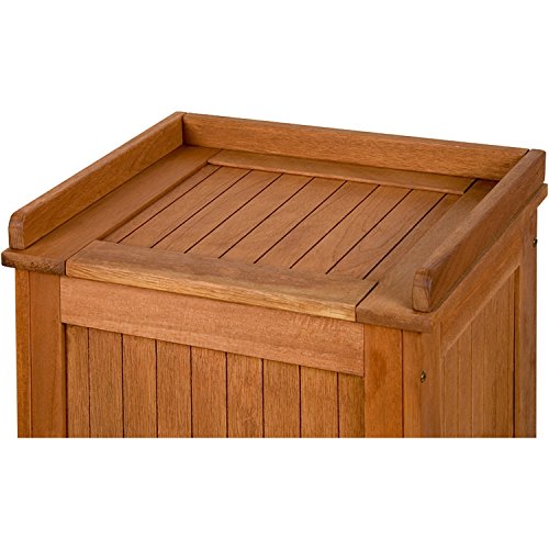 STILISTA® Gartenbank Gartenbox aus 100% FSC zertifiziertem Shorea-Hartholz, geölt, Liftautomatik, inkl. Kissen in Farbe natur, 43 x 55 x 62 cm, Auflagentruhe - 3