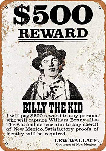 Cartel de Pared de Billy The Kid Wanted, Estilo Retro, para Colgar en la Pared, de Metal, para decoración del hogar
