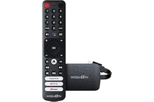 waipu.tv 4K Stick (1. Generation) | Inkl. Fernbedienung mit Schnellwahltasten | Fernsehen über WLAN | HDMI | 4K | HDR | Dolby Atmos | Voucher für 3 Monate 300 TV-Sender & 40.000 Filme & Serien