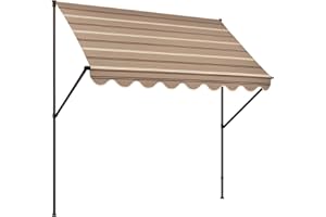 Angerer Klemmmarkise Exklusiv mit Handkurbel, Terrasse/Balkon, einfache Montage ohne Bohren, Made in Germany, hochwertiger Stoff, UV-beständig, höhenverstellbar, wasserabweisend, 300 cm Beige