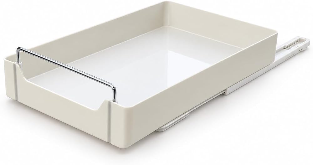 Orret Home Dolap İçi Raylı Organizer Çekmece 34 x 27 x 6,5 cm, Çekilebilir Plastik Dolap Düzenleyici, Mutfak Banyo Dolap İçi Organizer, Raylı Saklama Sepeti (Büyük)