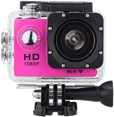 SODAO WiFi Sports Action Camera Full HD 1080P 2.0 Inch Display 170 Degrees Wide Angle Lens Waterproof Motorcycle Helmet Cams Waterproof Underwater Camera with Rechargeable Battery Kit of Accessories for Bike Motorcycle Surfing Diving Swimming Skiing etc. (Rose Red)