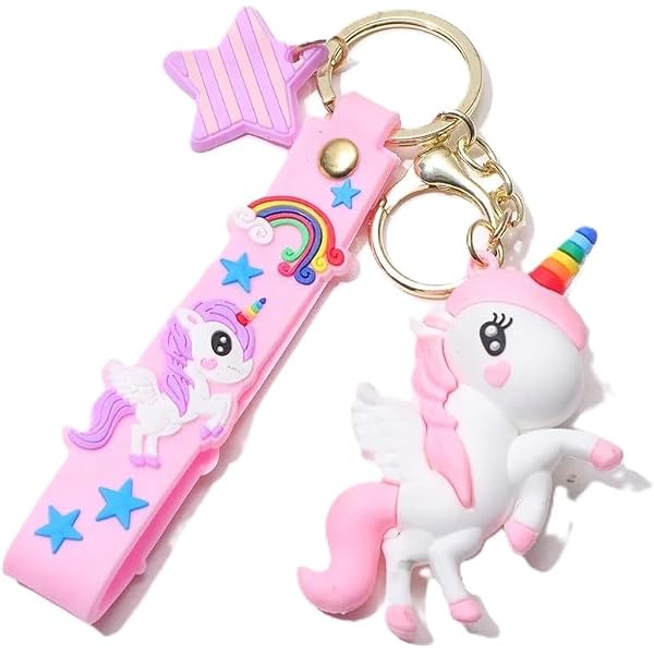 Porte-clés licorne paillettes arc-en-ciel