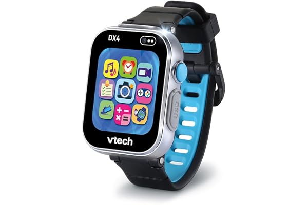 VTech - KidiZoom SmartWatch DX4 Noire - Montre Digitale Enfant 16 en 1 avec Écran Tactile Couleur, Jeux, Applications, Appareil Photo et Vidéo - Cadeau Enfant Dès 5 Ans - Contenu en Français