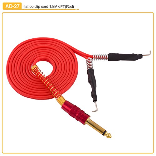 Chuse Tattoo Maschine Clip Cord AD-27 6FT Länge Edelstahl-Phono-Stecker Silikonkabel für Permanent Make-up-Sets - 3