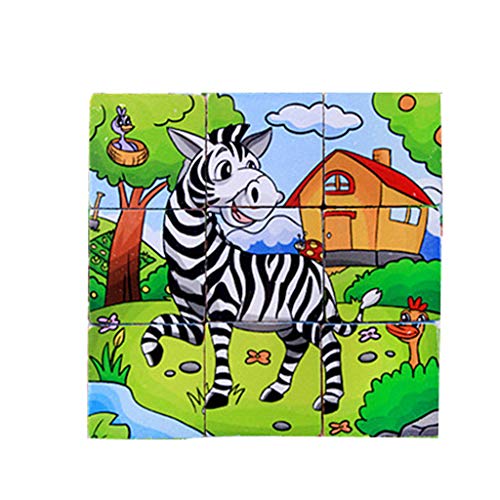 BHYDRY Wooden Blocks Puzzle Animal Educational Developmental Baby Kids Training Toy