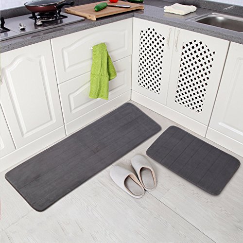 GraceU Badteppich Saugfähiger Teppich Baumwolle Anti Rutsch Haftteppich für Badezimmer Wohnzimmer Gastzimmer, Keine Einbeulung, Modern Memory Rebound Carpet Badvorleger - 2