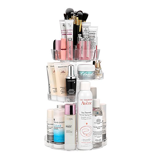 Cosmetic Tray, Jerrybox 360-Degree Rotating Adjustable Makeup Organiser, 8 Layer for All Kind of Brushes and Cosmetics (Tower, Crystal)