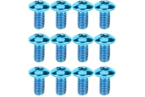 STARBUN 12 Pcs Mountain Bike Disc Brake Rotor Bolts MTB Bicycle Screws Brake Disc Screws for MTB Road Mountain Bike T25 Head (Blue)