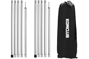 KOMCLUB Telescoping Tarp Poles Adjustable Camping Tent Poles Stainless Steel Adjustable Tent Poles for Tarp Set of 2, Camping Backpacking Tarp Awning Canopy Awning Beach Shelter Rain Fly Sun Sa