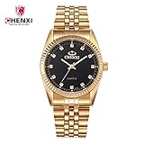 Schöne Uhren, Chenxi goldene Mode Herrenuhr Edelstahl Quarz-Armbanduhr ( Farbe : Schwarz , Großauswahl : Einheitsgröße )
