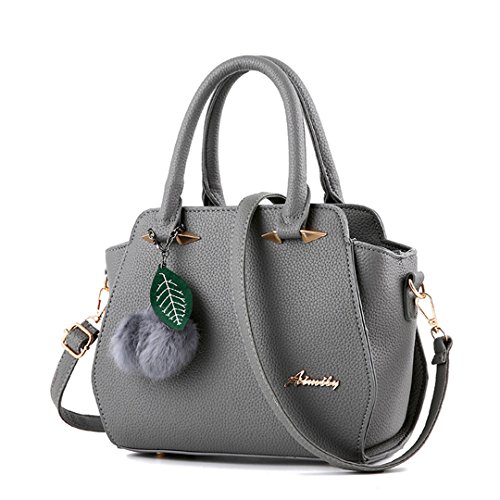 Wewod Oficina Señora Hombro Bolsas,Bolso de Cuero de la PU de las Mujeres,Bolsa de Asas Casual (Gris)