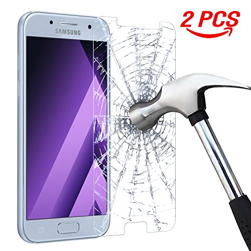 Preisvergleich Produktbild Samsung Galaxy A5 (2017) Schutzfolie, KKtick Displayschutz für Samsung Galaxy A5 (2017) 5.2 Zoll temperiert Transparent Ultra Klar Film folie Displayschutzfolie (2 PCS)