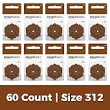 AmazonBasics Hearing Aid Batteries A312, 60 Pack