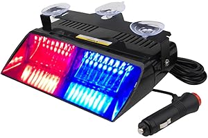 yifengshun Rouge& Bleu LED application de la loi d'urgence balise danger stroboscopique lumières haute luminosité 16 LED 12 V voyant d'avertissement pour camion remorque Interio