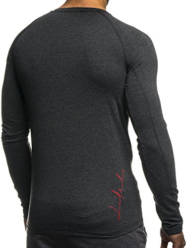 LEIF NELSON GYM Herren Fitness Sweatshirt T-Shirt Rundhals Langarm Trainingsshirt Training LN06283 - 4
