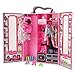 Price comparison product image Miunana 43 Items For Barbie Dolls = 1 Closet Wardrobe + 5 Clothes Dresses + 12 PCS Shoes + 10 Hanger + 7 Necklace + 6 Crown + 1 Handbag + 1 Glasses